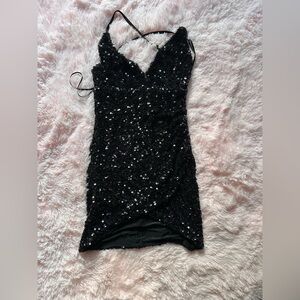 Black Sequin Mini Dress